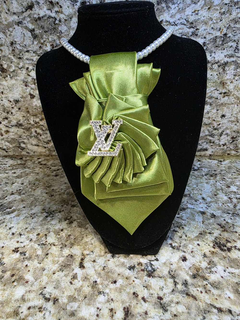 Tie Necklace | Lime Green Satin